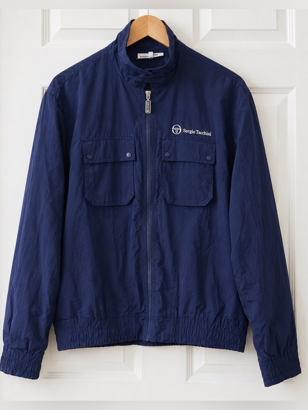 Sergio Tacchini Navy Blue Lightweight Men’s Windbreaker Jacket L Vintage